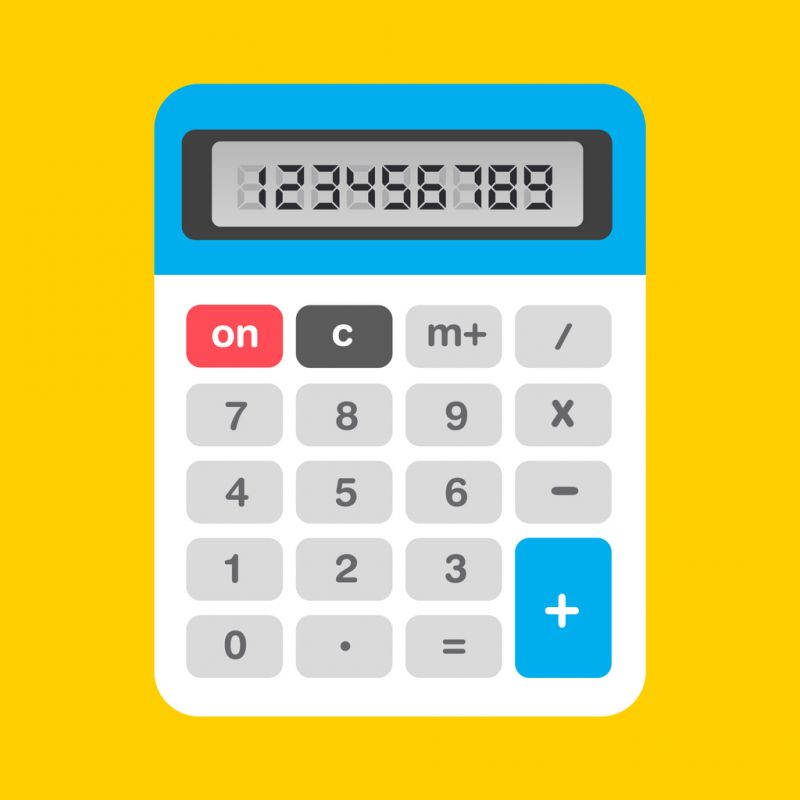 Работа на калькуляторе вектор. Calculator in Phone.